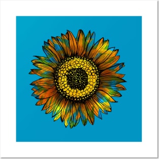 Sunflower Beauty of Blue and Yellow Posters and Art